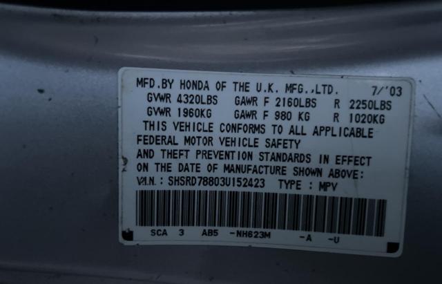 Photo 10 from auction – 2003 HONDA CR-V EX with VIN SHSRD78803U152423