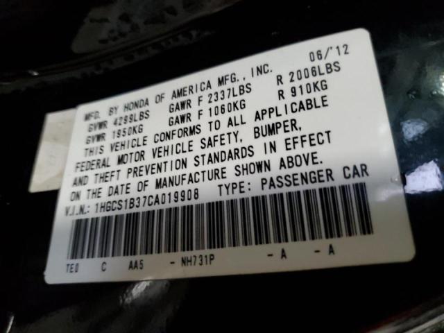 Photo 10 from auction – 2012 HONDA ACCORD LX with VIN 1HGCS1B37CA019908
