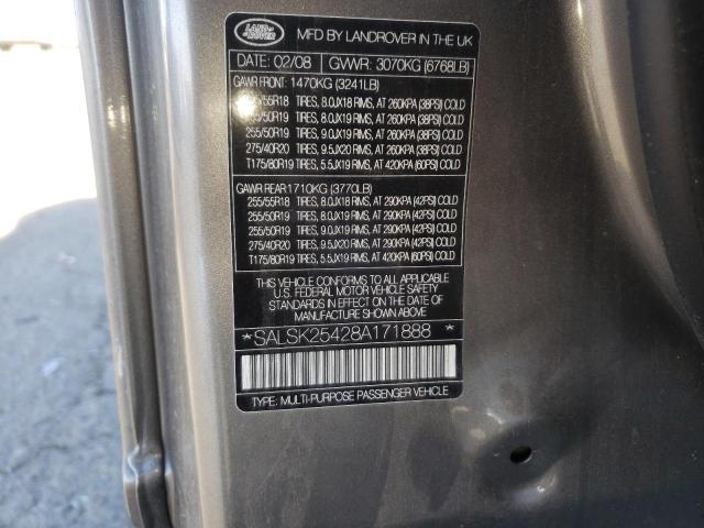 Photo 10 from auction – 2008 LAND ROVER RANGE ROVE with VIN SALSK25428A171888