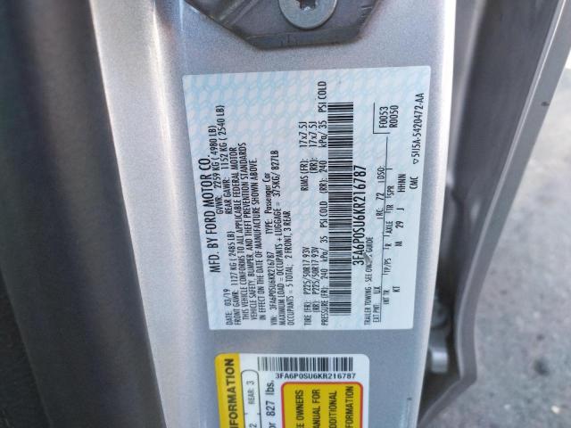 Photo 10 from auction – 2019 FORD FUSION TIT with VIN 3FA6P0SU6KR216787