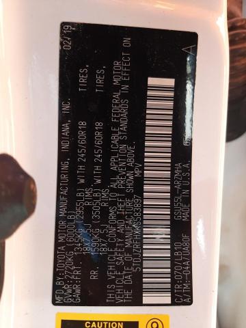 Photo 10 from auction – 2019 TOYOTA HIGHLANDER with VIN 5TDJZRFHXKS583897