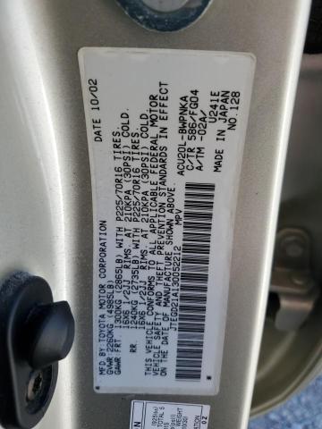 Photo 10 from auction – 2003 TOYOTA HIGHLANDER with VIN JTEGD21A130052212