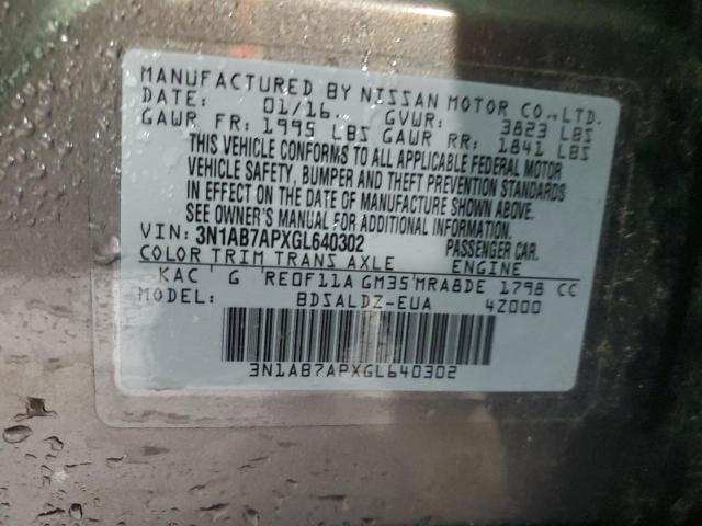 Photo 10 from auction – 2016 NISSAN SENTRA S with VIN 3N1AB7APXGL640302