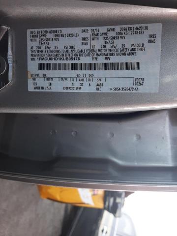 Photo 10 from auction – 2019 FORD ESCAPE SEL with VIN 1FMCU0HD1KUB05176