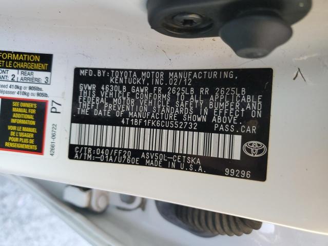 Zdjęcie 10 z aukcji – 2012 TOYOTA CAMRY BASE z VIN 4T1BF1FK6CU552732