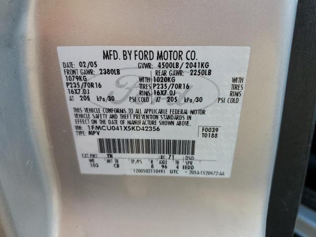 Photo 10 from auction – 2005 FORD ESCAPE LIM with VIN 1FMCU041X5KD42356