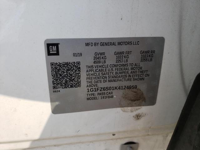 Photo 10 from auction – 2019 CHEVROLET BOLT EV PR with VIN 1G1FZ6S01K4124959