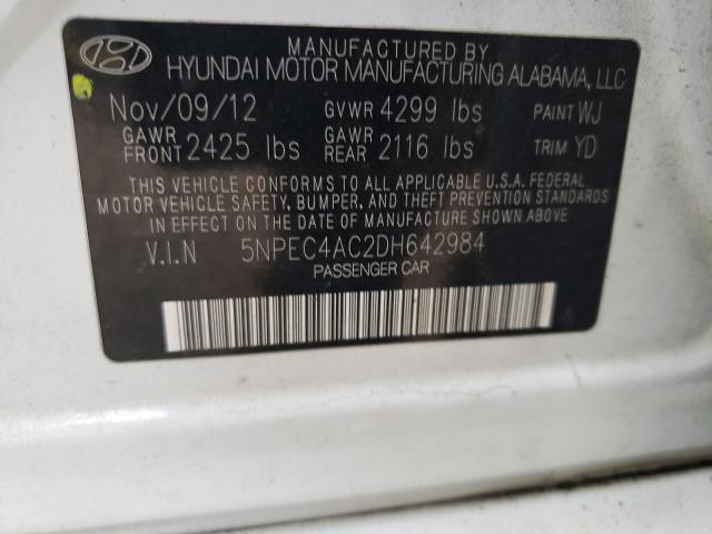 Photo 10 from auction – 2013 HYUNDAI SONATA SE with VIN 5NPEC4AC2DH642984