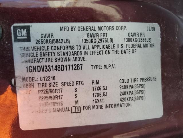 Photo 10 from auction – 2008 CHEVROLET UPLANDER with VIN 1GNDV33148D171287