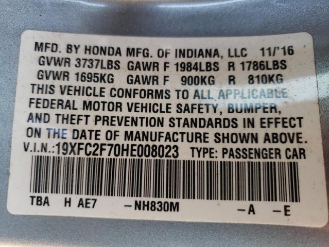 Photo 10 from auction – 2017 HONDA CIVIC EX with VIN 19XFC2F70HE008023