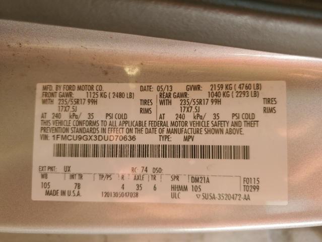 Photo 10 from auction – 2013 FORD ESCAPE SE with VIN 1FMCU9GX3DUD70636