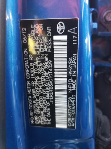 Photo 10 from auction – 2012 TOYOTA PRIUS C with VIN JTDKDTB3XC1014329
