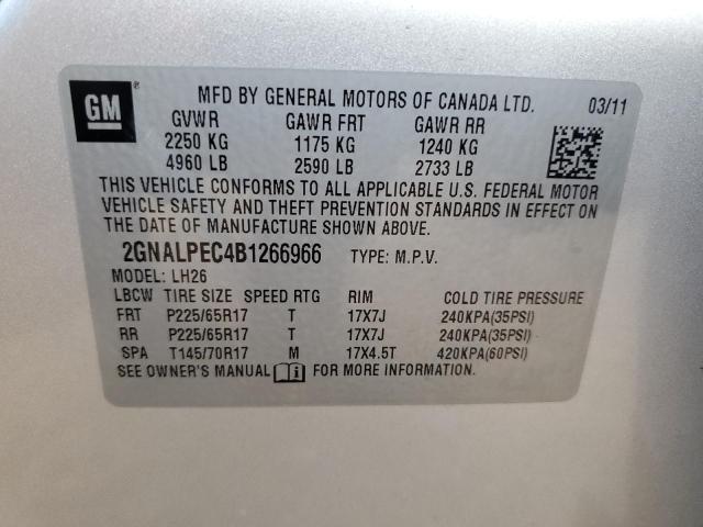 Zdjęcie 10 z aukcji – 2011 CHEVROLET EQUINOX LT z VIN 2GNALPEC4B1266966