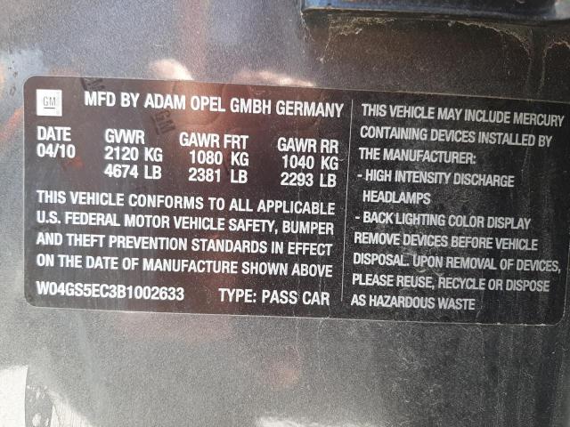 Photo 10 from auction – 2011 BUICK REGAL CXL with VIN W04GS5EC3B1002633