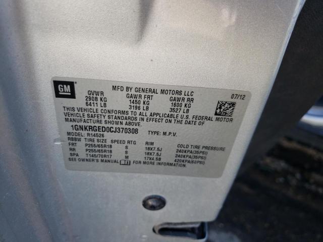 Photo 10 from auction – 2012 CHEVROLET TRAVERSE L with VIN 1GNKRGED0CJ370308
