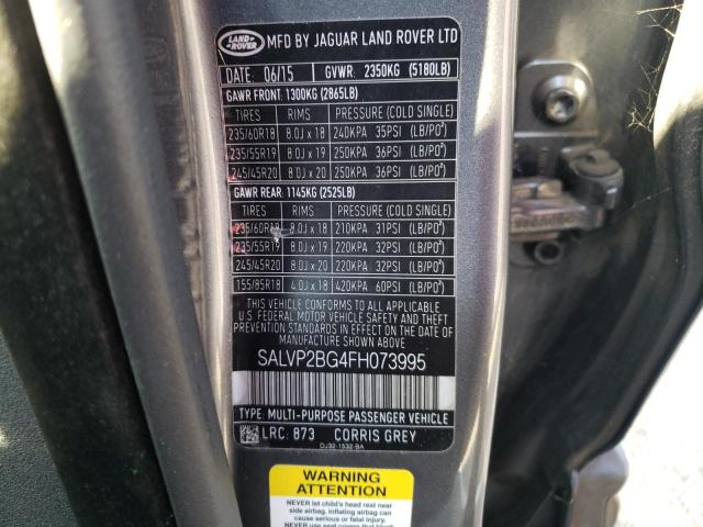 Photo 10 from auction – 2015 LAND ROVER RANGE ROVE with VIN SALVP2BG4FH073995