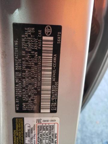 Photo 10 from auction – 2007 TOYOTA CAMRY CE with VIN 4T1BE46K67U558038