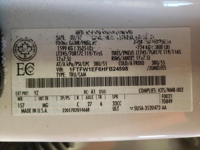 Photo 10 from auction – 2017 FORD F150 SUPER with VIN 1FTFW1EF6HFB24598