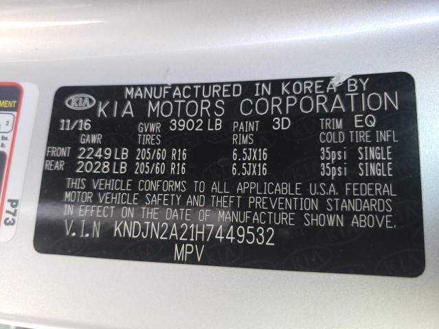 Photo 10 from auction – 2017 KIA SOUL with VIN KNDJN2A21H7449532