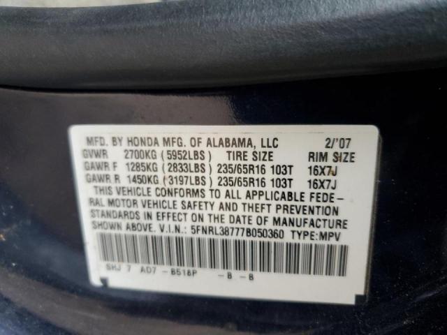 Photo 10 from auction – 2007 HONDA ODYSSEY EX with VIN 5FNRL38777B050360