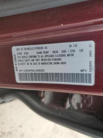 Photo 10 from auction – 2004 PORSCHE CAYENNE S with VIN WP1AB29P84LA69922