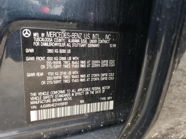 Photo 10 from auction – 2000 MERCEDES-BENZ ML 320 with VIN 4JGAB54E2YA158181
