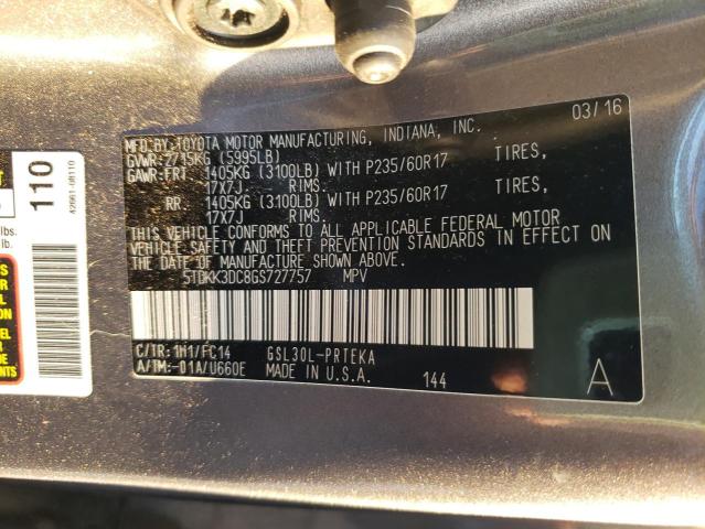 Photo 10 from auction – 2016 TOYOTA SIENNA LE with VIN 5TDKK3DC8GS727757