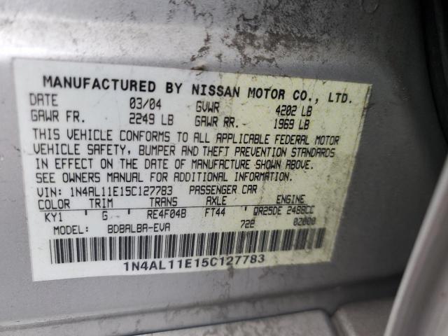 Photo 10 from auction – 2005 NISSAN ALTIMA S with VIN 1N4AL11E15C127783