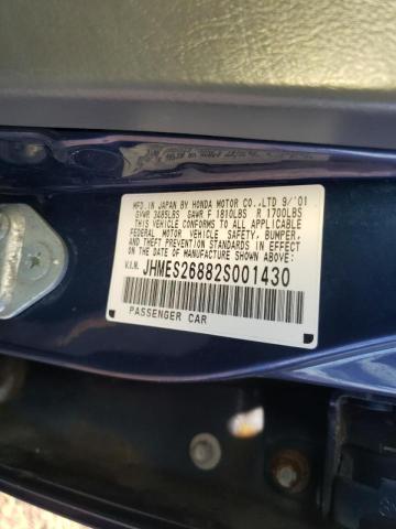 Photo 10 from auction – 2002 HONDA CIVIC EX with VIN JHMES26882S001430