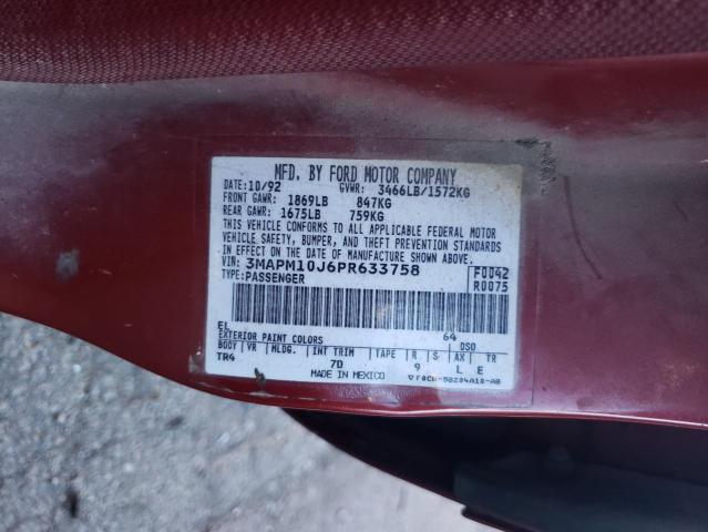 Photo 10 from auction – 1993 MERCURY TRACER with VIN 3MAPM10J6PR633758