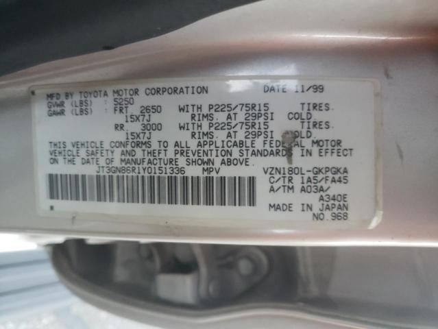 Photo 10 from auction – 2000 TOYOTA 4 RUNNER with VIN JT3GN86R1Y0151336