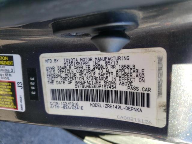 Photo 10 from auction – 2013 TOYOTA COROLLA BA with VIN 5YFBU4EE6DP197454