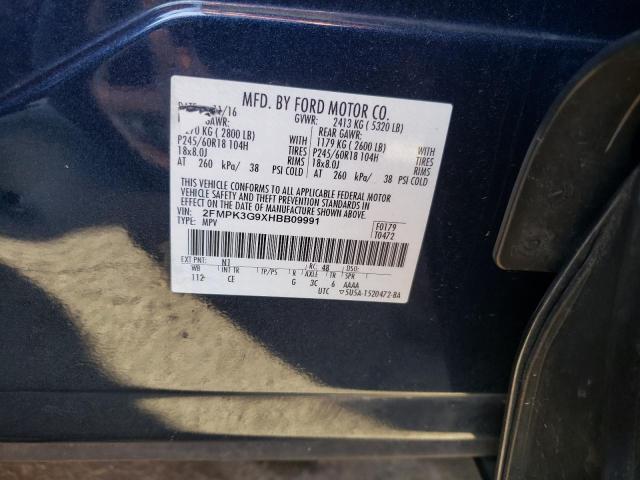 Photo 10 from auction – 2017 FORD EDGE SE with VIN 2FMPK3G9XHBB09991