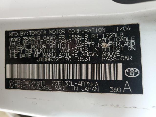 Photo 10 from auction – 2007 TOYOTA COROLLA CE with VIN JTDBR32E170118531
