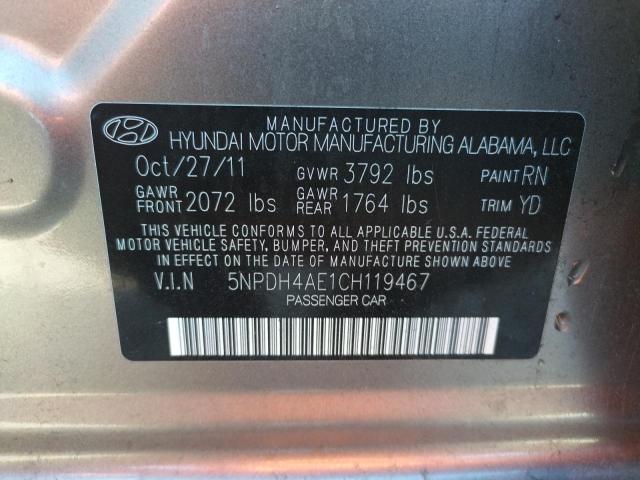 Photo 10 from auction – 2012 HYUNDAI ELANTRA GL with VIN 5NPDH4AE1CH119467