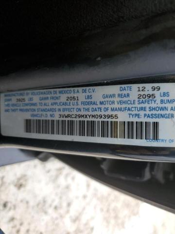 Photo 10 from auction – 2000 VOLKSWAGEN JETTA GL with VIN 3VWRC29MXYM093955