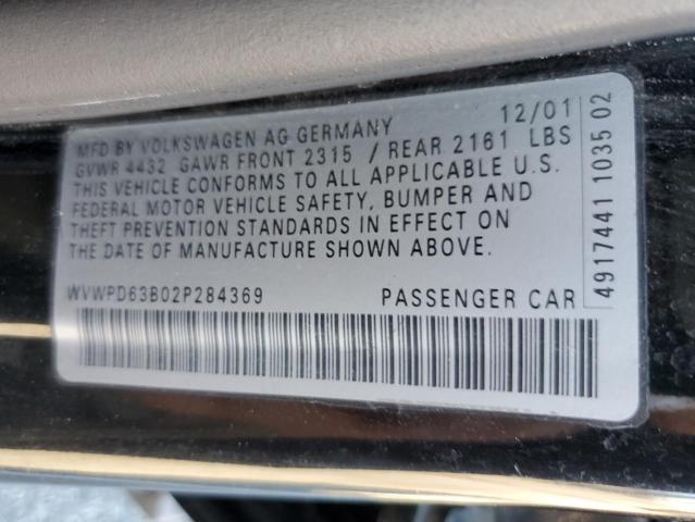 Photo 10 from auction – 2002 VOLKSWAGEN PASSAT GLS with VIN WVWPD63B02P284369