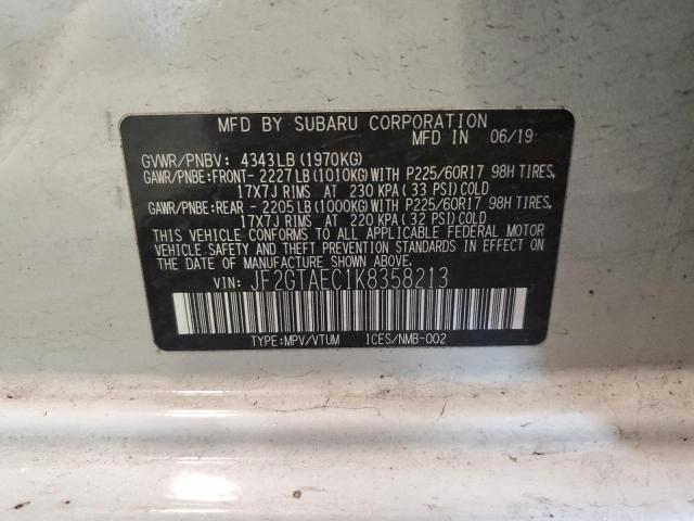 Photo 10 from auction – 2019 SUBARU CROSSTREK with VIN JF2GTAEC1K8358213