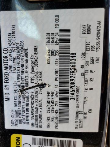 Photo 10 from auction – 2014 FORD FUSION TIT with VIN 3FA6P0K92ER260348
