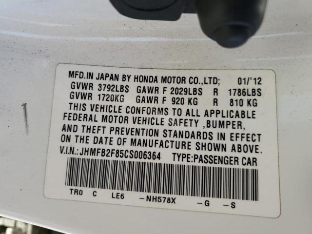 Photo 10 from auction – 2012 HONDA CIVIC EX with VIN JHMFB2F85CS006364