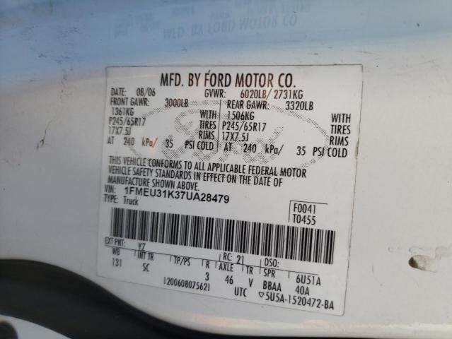 Photo 10 from auction – 2007 FORD EXPLORER S with VIN 1FMEU31K37UA28479