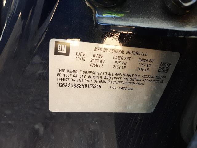 Photo 10 from auction – 2017 CADILLAC CTS PREMIU with VIN 1G6AS5SS2H0155318