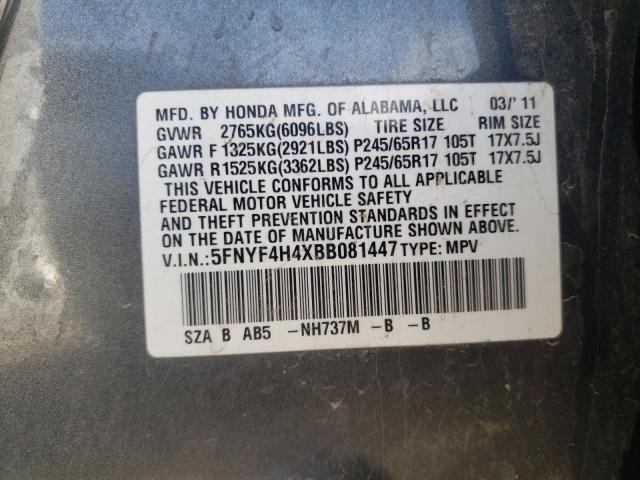 Photo 10 from auction – 2011 HONDA PILOT EX with VIN 5FNYF4H4XBB081447