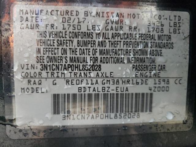 Photo 10 from auction – 2017 NISSAN VERSA S with VIN 3N1CN7AP0HL852028