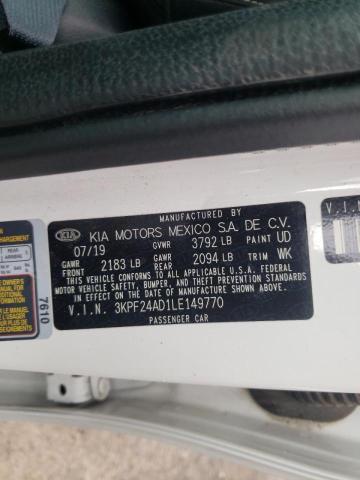 Photo 10 from auction – 2020 KIA FORTE FE with VIN 3KPF24AD1LE149770