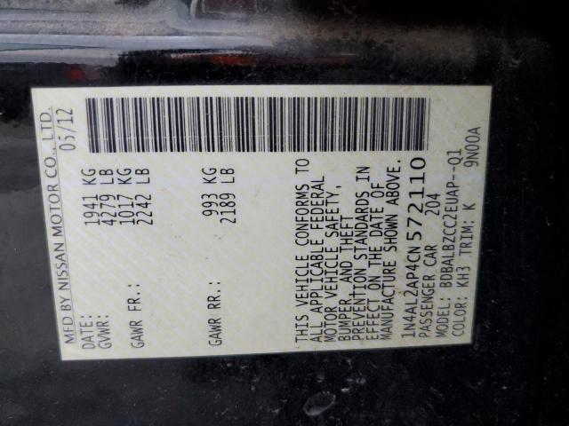Photo 10 from auction – 2012 NISSAN ALTIMA BAS with VIN 1N4AL2AP4CN572110