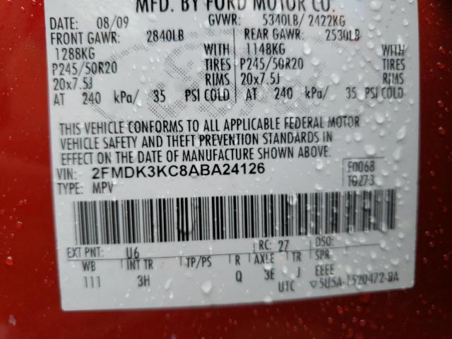 Photo 10 from auction – 2010 FORD EDGE LIMIT with VIN 2FMDK3KC8ABA24126