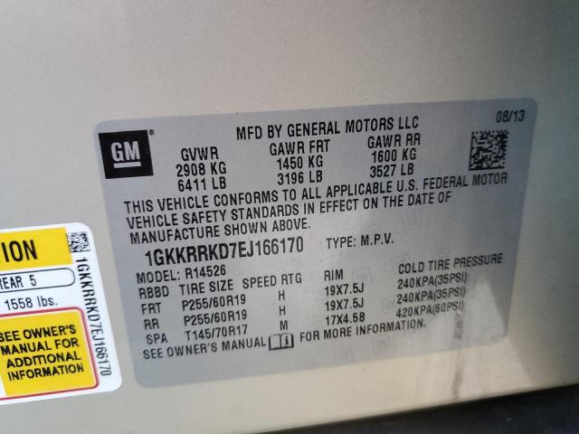 Photo 10 from auction – 2014 GMC ACADIA SLT with VIN 1GKKRRKD7EJ166170