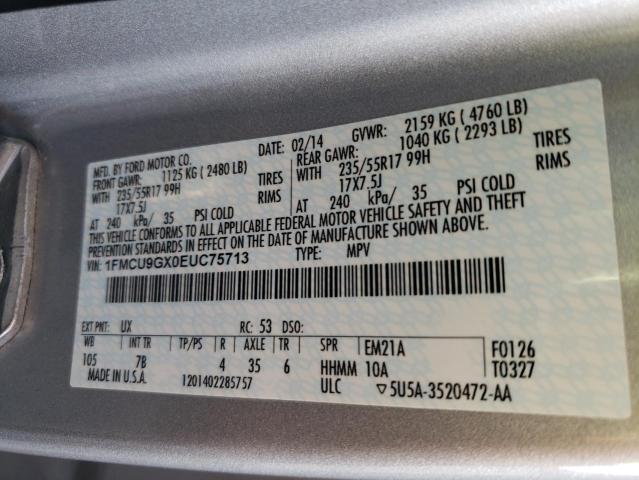 Photo 10 from auction – 2014 FORD ESCAPE SE with VIN 1FMCU9GX0EUC75713