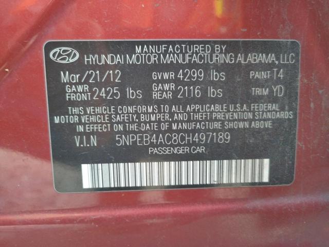 Photo 10 from auction – 2012 HYUNDAI SONATA GLS with VIN 5NPEB4AC8CH497189